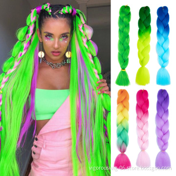 Dropshipping Jumbo Ombre Braiding Hair For Box Crochet Braids Hair 100 % x pression Synthetic Braiding Hair Extensions 24 inch